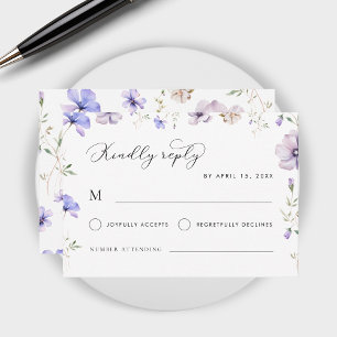 Cartão RSVP Casamento Floral com Violet Primavera, Lavanda, , 