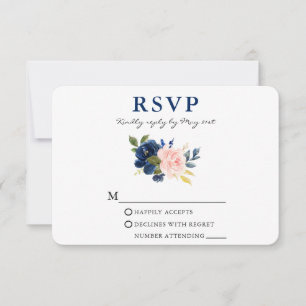 Cartão RSVP Casamento Floral Cor de Água Clássica Azul Cor-d