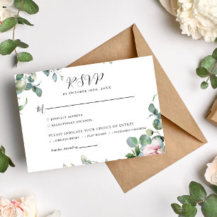 Cartão RSVP Casamento Floral Cor-de-Água Rosa