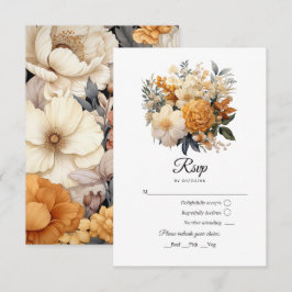 Cartão RSVP Casamento Floral Cor de Champanhe