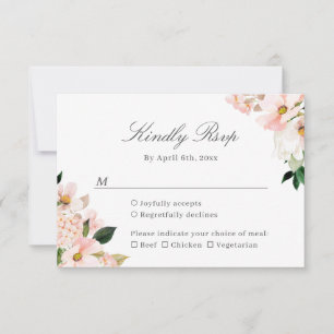 Cartão RSVP Casamento Floral Cor-de-rosa com Hydrangea esmagad