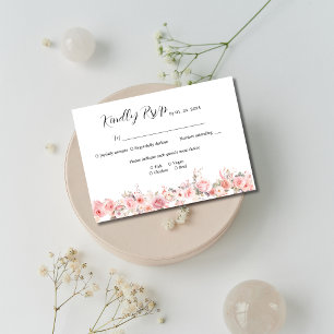 Cartão RSVP Casamento Floral Cor-de-Rosa Esbranquiçada