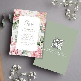 Cartão RSVP Casamento Floral Cor-de-Rosa Esmagada Elegante