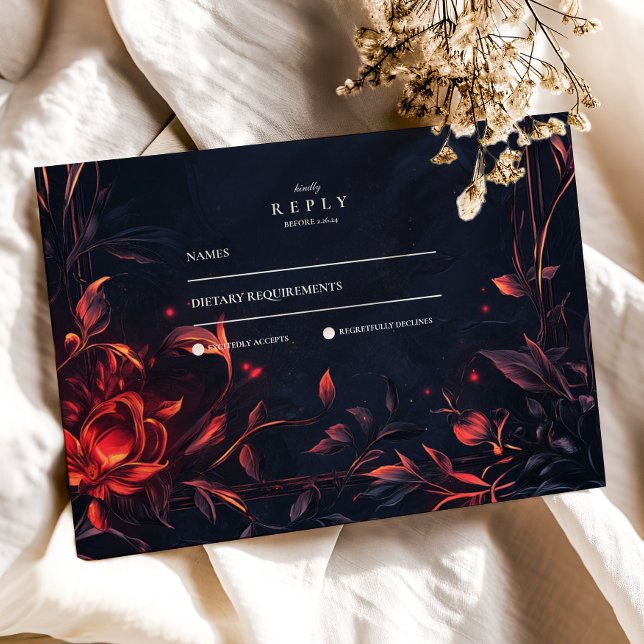 Cartão RSVP Casamento Floral Crest Monogramart Nouveau (Criador carregado)