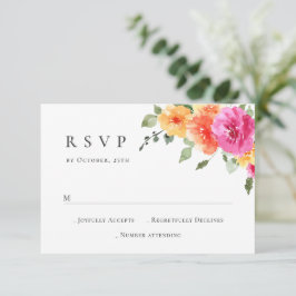 Cartão RSVP Casamento Floral das Flores Selvagens de Aquarela