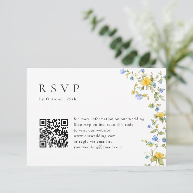 Cartão RSVP Casamento Floral das Flores Selvagens de Aquarela  (Em pé/Frente)