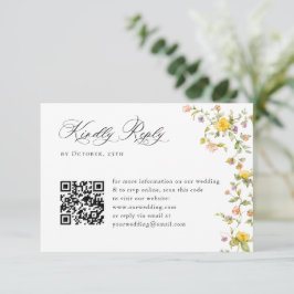Cartão RSVP Casamento Floral das Flores Selvagens de Aquarela 