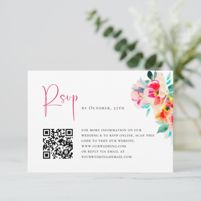 Cartão RSVP Casamento Floral das Flores Selvagens de Aquarela  (Em pé/Frente)