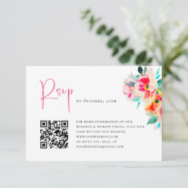 Cartão RSVP Casamento Floral das Flores Selvagens de Aquarela