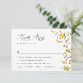 Cartão RSVP Casamento Floral das Flores Selvagens de Aquarela 