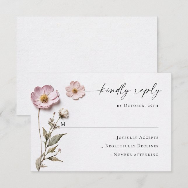 Cartão RSVP Casamento Floral das Flores Selvagens de Aquarela  (Frente/Verso)