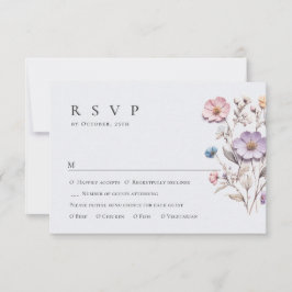Cartão RSVP Casamento Floral das Flores Selvagens de Aquarela 