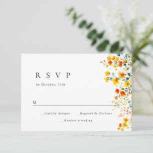 Cartão RSVP Casamento Floral das Flores Selvagens de Aquarela