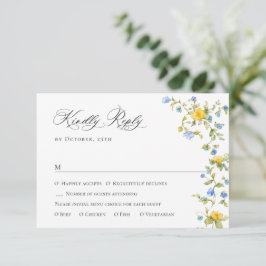 Cartão RSVP Casamento Floral das Flores Selvagens de Aquarela 