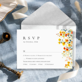 Cartão RSVP Casamento Floral das Flores Selvagens de Aquarela 