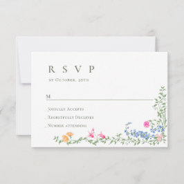 Cartão RSVP Casamento Floral das Flores Selvagens de Aquarela 