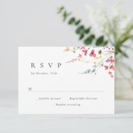 Cartão RSVP Casamento Floral das Flores Selvagens de Aquarela 