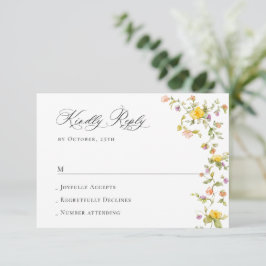 Cartão RSVP Casamento Floral das Flores Selvagens de Aquarela 