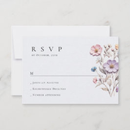 Cartão RSVP Casamento Floral das Flores Selvagens de Aquarela 