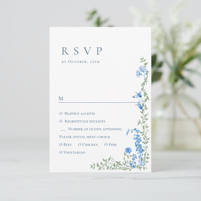 Cartão RSVP Casamento Floral das Flores Selvagens de Aquarela  (Em pé/Frente)