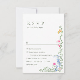 Cartão RSVP Casamento Floral das Flores Selvagens de Aquarela 