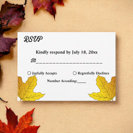 Cartão RSVP Casamento Floral das Folhas Douradas Russas Elegan