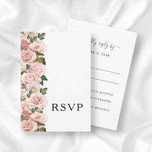 Cartão RSVP Casamento Floral das Rosas Rosa Escamosas Elegante