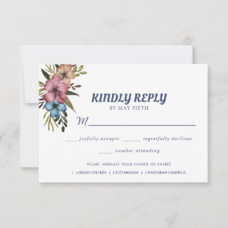 Cartão RSVP Casamento Floral de Aquarela de Jardim de Verão