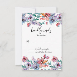 Cartão RSVP Casamento Floral de Aquarela de Jardim de Verão