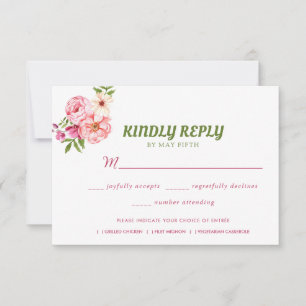 Cartão RSVP Casamento Floral de Aquarela de Jardim de Verão