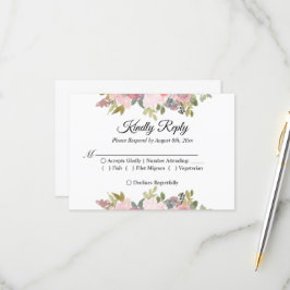 Cartão RSVP Casamento Floral de Aquarela de Jardim de Verão