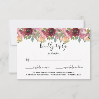 Cartão RSVP Casamento Floral de Aquarela de Jardim de Verão