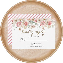 Cartão RSVP Casamento Floral de Aquarela de Jardim de Verão