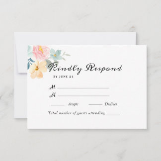 Cartão RSVP Casamento Floral de Aquarela de Jardim de Verão
