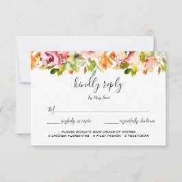 Cartão RSVP Casamento Floral de Aquarela de Jardim de Verão