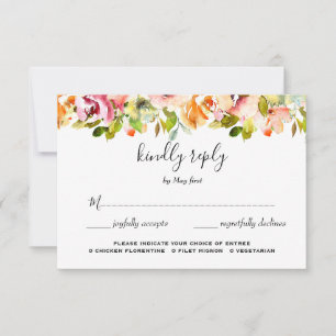 Cartão RSVP Casamento Floral de Aquarela de Jardim de Verão