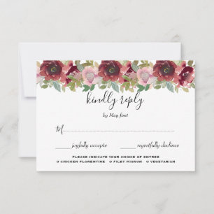 Cartão RSVP Casamento Floral de Aquarela de Jardim de Verão
