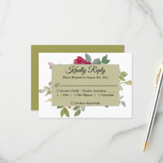 Cartão RSVP Casamento Floral de Aquarela de Jardim de Verão