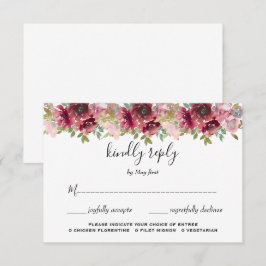Cartão RSVP Casamento Floral de Aquarela de Jardim de Verão