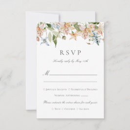 Cartão RSVP Casamento Floral de Aquarela Elegante