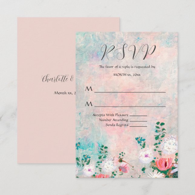 Cartão RSVP Casamento Floral de Aquarelas do Jardim de Flores  (Frente/Verso)