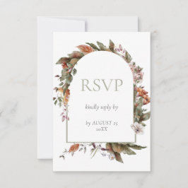 Cartão RSVP Casamento Floral de Autumn Romance Arch