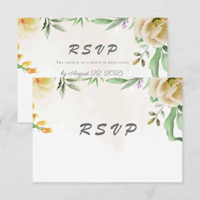 Cartão RSVP Casamento Floral de Aves Aquáticas Elegante (Frente/Verso)