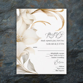 Cartão RSVP Casamento Floral de Beige e Watercolor Branca