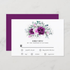Cartão RSVP Casamento Floral De Blush Roxo Rústico Elegante