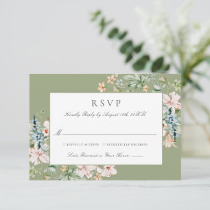 Cartão RSVP Casamento Floral de Bordas em Aquarela Sofisticada