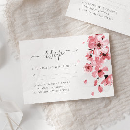 Cartão RSVP Casamento Floral de Cor de Água com Blossom de Cer