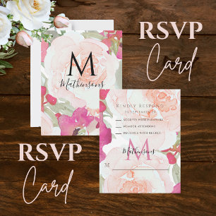 Cartão RSVP Casamento Floral de Cor de Água do Sábio Rosa-Blus