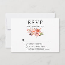 Casamento Floral de Coral de Watercolor Elegante