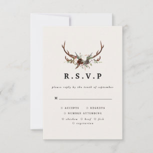 Cartão RSVP Casamento floral de crosta rústico